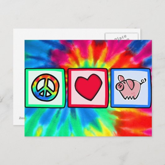 Vrede, liefde, varkens briefkaart (Voorkant / Achterkant)