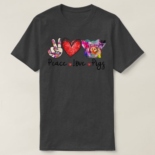 Vrede Liefde Varkens Grappige Varken Liefhebber Bo T-shirt (Design voorkant)