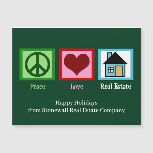 Vrede Liefde Vastgoed Aangepaste Kerstmis Magneet (Voorkant)