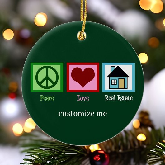 Vrede Liefde Vastgoed Custom Realtor Kerstmis Keramisch Ornament