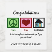 Vrede Liefde Vastgoed Huis Verwarming Felicitaties Wijn Etiket (Enkel label)