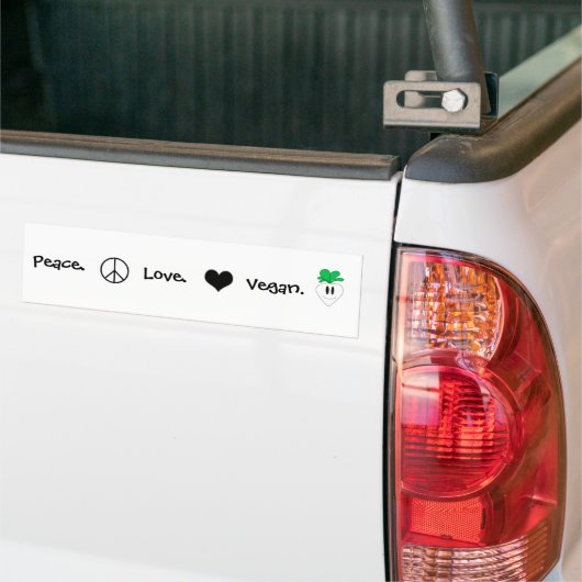 Vrede, liefde, Vegan Bumpersticker (Op Truck)
