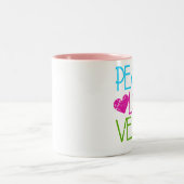Vrede.Liefde.Vegan. Tweekleurige Koffiemok (Center)