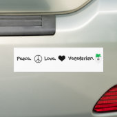 Vrede, liefde, vegetariër bumpersticker (Op auto)