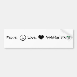Vrede, liefde, vegetariër bumpersticker