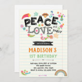 Vrede liefde verjaardagsfeestje uitnodiging (Voorkant / Achterkant)