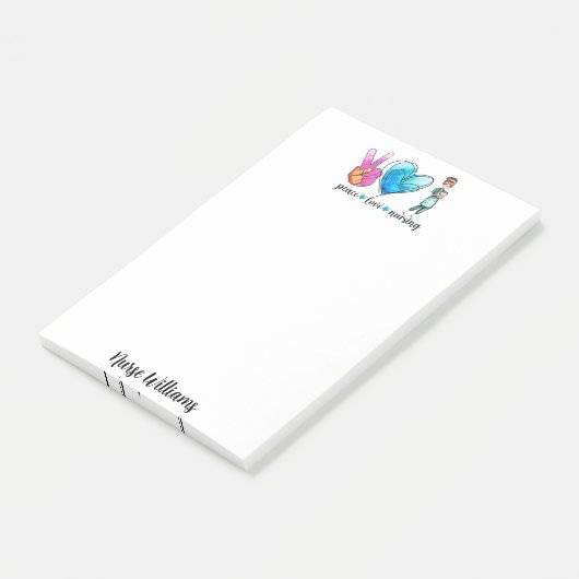 Vrede Liefde Verpleegkunde Aangepaste Naam Notitie Post-it® Notes (Schuin)