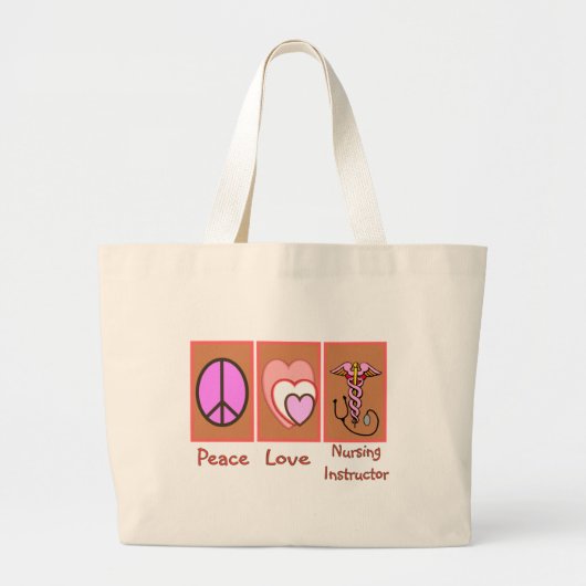 "Vrede, liefde, verpleegkundigen" Geschenken Grote Tote Bag (Voorkant)