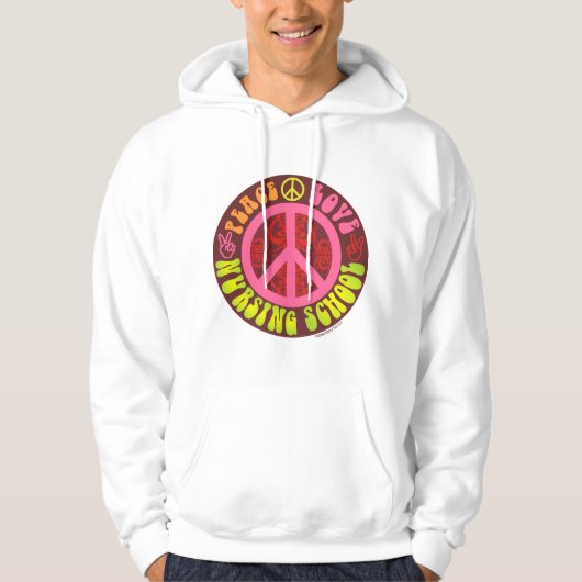 Vrede, liefde, verpleegschool hoodie (Voorkant)