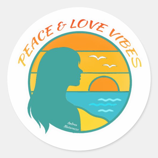 Vrede & Liefde Vibes Ronde Sticker (Voorkant)