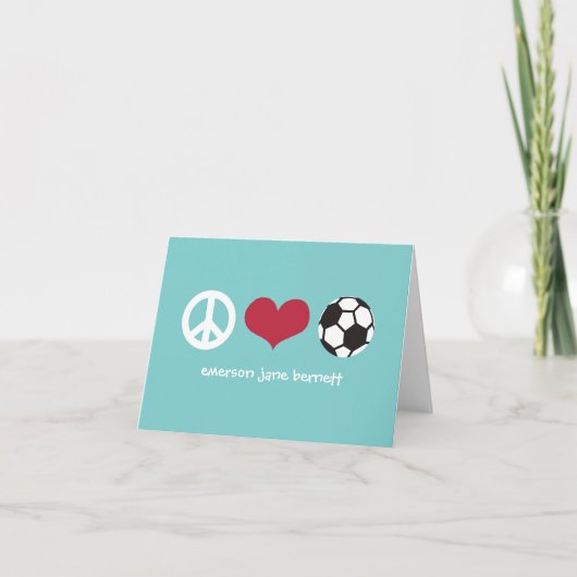 Vrede, Liefde, Voetbal Aqua Bedankkaart (Voorkant)