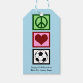 Vrede Liefde Voetbal Blauw Custom Christmas Party Cadeaulabel