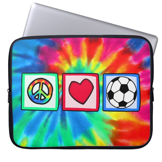Vrede, liefde, Voetbal Laptop Sleeve (Voorkant)