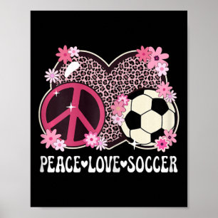 Vrede Liefde Voetbal Liefhebber Luipaardprint Vrou Poster