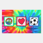 Vrede, liefde, Voetbal Rechthoekige Sticker (Voorkant)