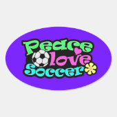 Vrede, liefde, Voetbal; Retro Ovale Sticker (Voorkant)