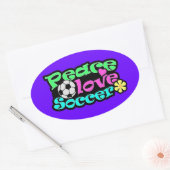 Vrede, liefde, Voetbal; Retro Ovale Sticker (Envelop)