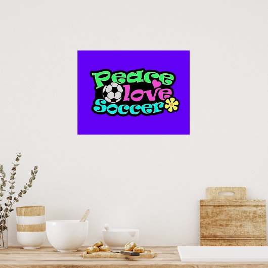 Vrede, liefde, Voetbal; Retro Poster (Keuken)