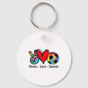Vrede Liefde Voetbal Tie Dye Design Vrouwen Tiener Sleutelhanger