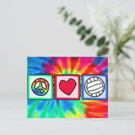 Vrede, liefde, volleybal briefkaart (Staand voorkant)