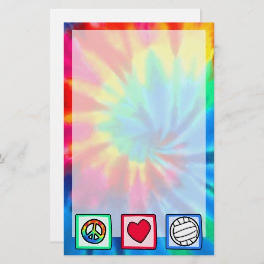 Vrede, liefde, volleybal briefpapier (Voorkant / Achterkant)