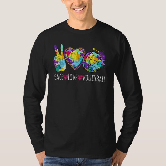 Vrede Liefde Volleybal Grafisch voor Speler Coach T-shirt (Voorkant)