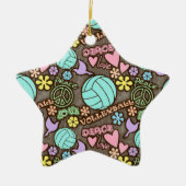 Vrede, liefde, volleybal keramisch ornament (Voorkant)