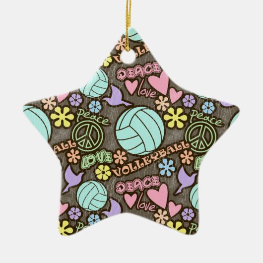 Vrede, liefde, volleybal keramisch ornament (Voorkant)