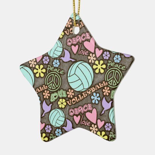 Vrede, liefde, volleybal keramisch ornament (Links)