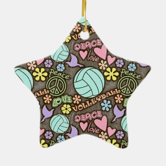 Vrede, liefde, volleybal keramisch ornament (Achterkant)