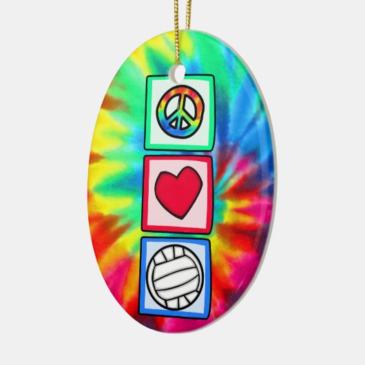 Vrede, liefde, volleybal keramisch ornament (Links)