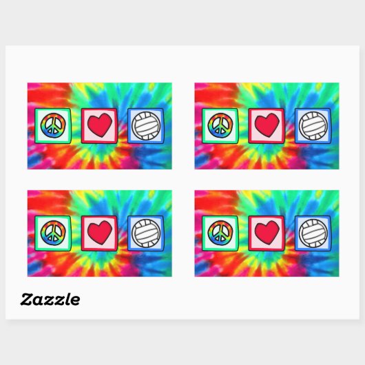 Vrede, liefde, volleybal rechthoekige sticker (Vel)