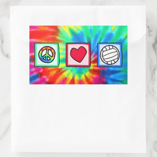 Vrede, liefde, volleybal rechthoekige sticker (Tas)