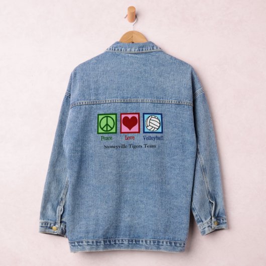 Vrede Liefde Volleybalspeler Schattige Aangepast T Denim Jacket (Hangar)