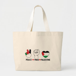 vrede liefde voor palestina-vrijheid voor palestij grote tote bag