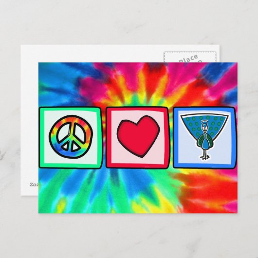 Vrede, liefde, vrede, vrede briefkaart (Voorkant / Achterkant)