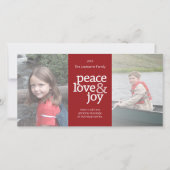 Vrede Liefde Vreugde - 2 Foto - rode stippen Feestdagenkaart (Voorkant)
