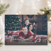 Vrede Liefde Vreugde Aangepaste Familie Foto Kerst