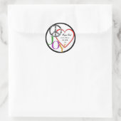 Vrede, Liefde & Vreugde Adreslabel Ronde Sticker (Tas)