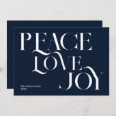 Vrede Liefde Vreugde Blauw Wit Elegant Kerstmis Feestdagenkaart (Voorkant / Achterkant)