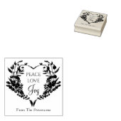Vrede Liefde Vreugde Bloemige Kerstmis Rubberstempel (Gestempeld)
