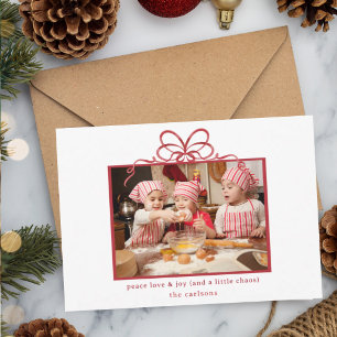 Vrede Liefde Vreugde Chaos Familie Foto Kerstkaart Kaart