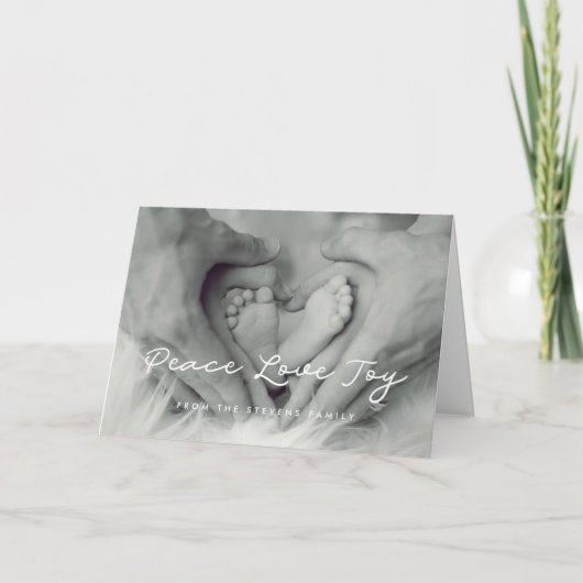 Vrede Liefde Vreugde Elegant Eenvoudig Foto Feestdagen Kaart (Voorkant)