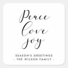 Vrede liefde vreugde elegant vierkante sticker