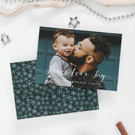 Vrede Liefde Vreugde Elegante Calligraphy Foto Feestdagenkaart