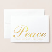 Vrede Liefde Vreugde Elegante Typografie Wit en Go Folie Kaarten (Voorkant met envelop)