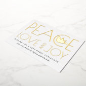 Vrede, Liefde, Vreugde en duif Kerstmis goud Folie Feestdagenkaart (Gedraaid)