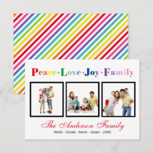 Vrede Liefde Vreugde Familie Regenboog - 3x5 kerst Kaart