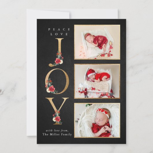 Vrede Liefde Vreugde Festivale Winter Bloemisterij Feestdagenkaart (Voorkant)