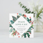 Vrede Liefde & Vreugde Festive Kerst Groet Vakanti Feestdagenkaart (Staand voorkant)